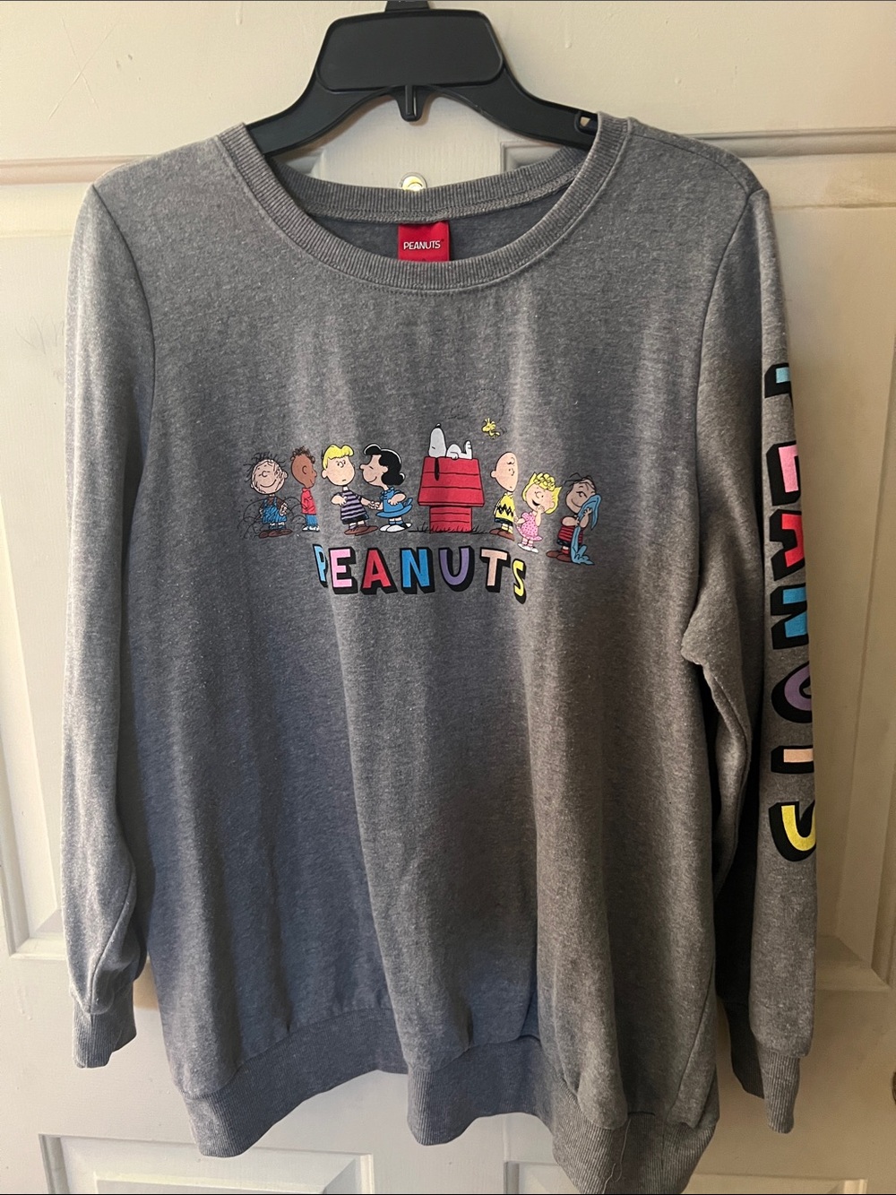 Peanuts Gray Sweatshirt with Colorful Character Graphic size 0